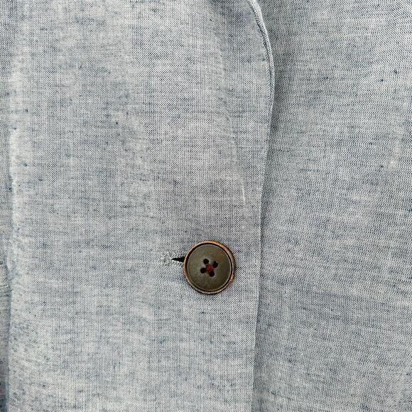 Drew Womens Lagenlook Coastal Work Career Academia Chambray Linen Blend Blazer L - Picture 5 of 7